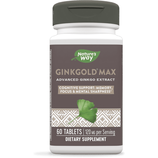 Nature's Way Ginkgold Max Advanced Ginkgo Extract for Mental Sharpness*, 1x Daily, 120 mg, 60 Count - GOODSZON Discount Store