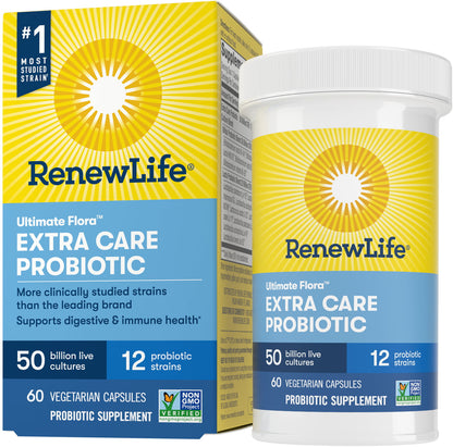 Renew Life Ultimate Flora Adult Extra Care Probiotic, 50 Billion CFU, 60 Capsules - GOODSZON Discount Store