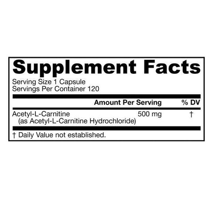 Jarrow Formulas Acetyl L-Carnitine 500 mg, 120 veg caps - GOODSZON Discount Store