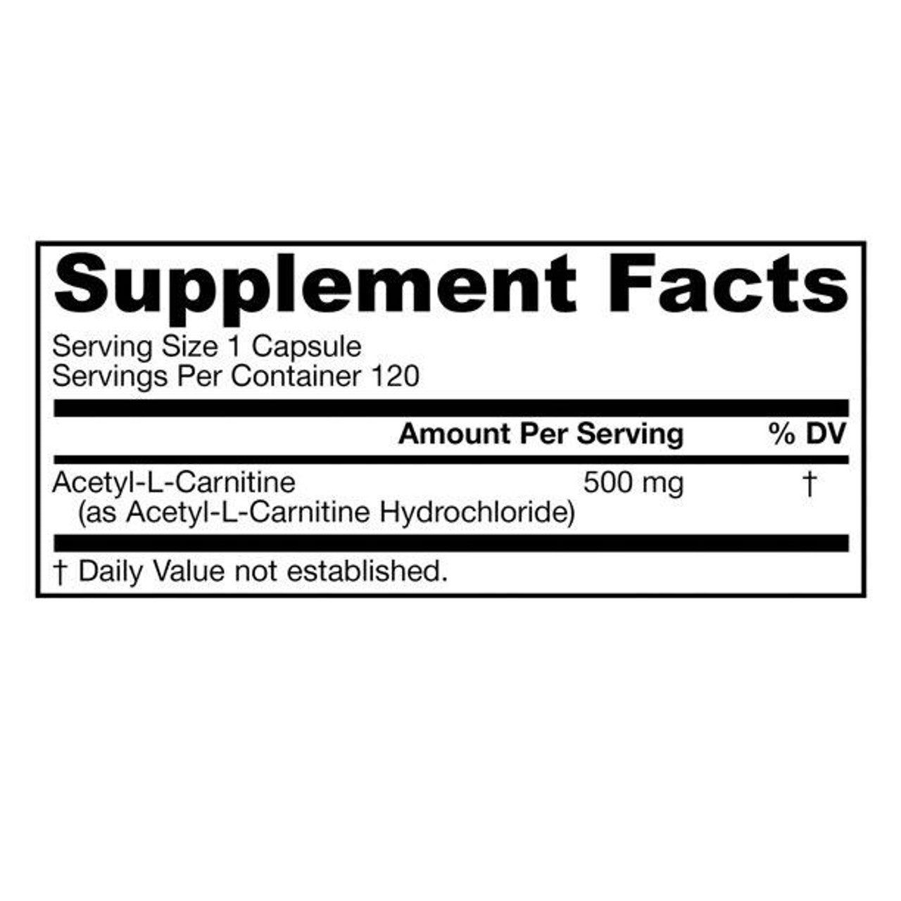 Jarrow Formulas Acetyl L-Carnitine 500 mg, 120 veg caps