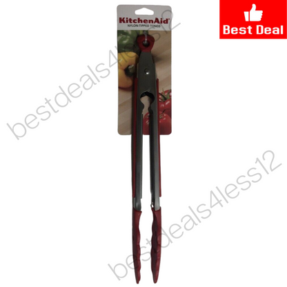 KitchenAid Stainless Steel Nylon Tipped Tongs Red - GOODSZON Discount Store