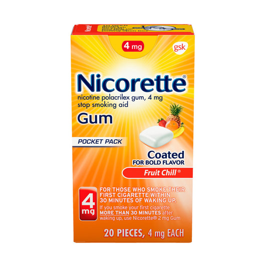 Nicorette Coated Nicotine Gum to Stop Smoking, Fruit Chill Flavor, 4 Mg, 20 Count - GOODSZON Discount Store