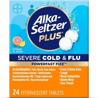 Alka-Seltzer Plus Powerfast Fizz Severe Cold & Flu, Citrus 24 Efferv Table Pack3 - GOODSZON Discount Store