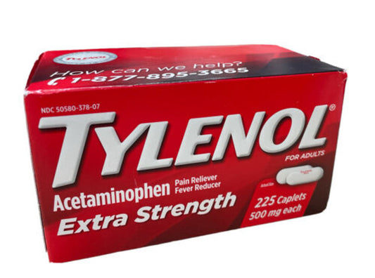 Tylenol Extra Strength Caplets with 500 mg Acetaminophen, Pain Reliever & Fever Reducer, Acetaminophen for Headache, Backache & Menstrual Pain Relief, 225 ct - GOODSZON Discount Store