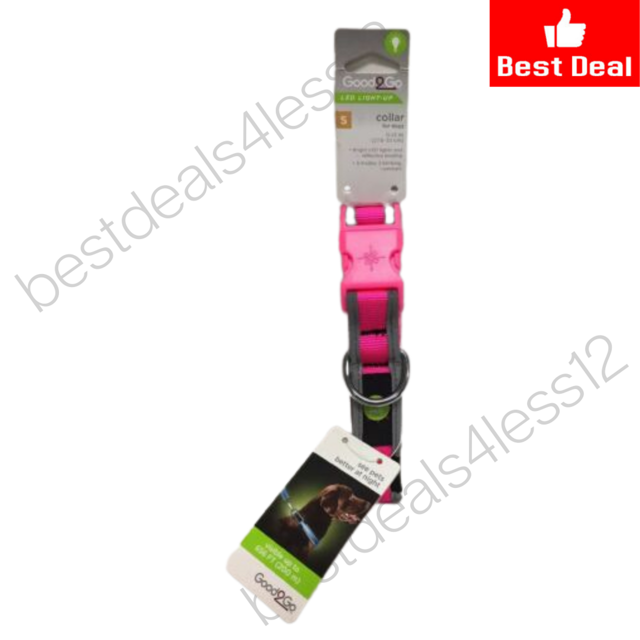 Good2Go LED Light-Up Collar for Dog Puppy Small Pink Small 11-13 in - GOODSZON Discount Store