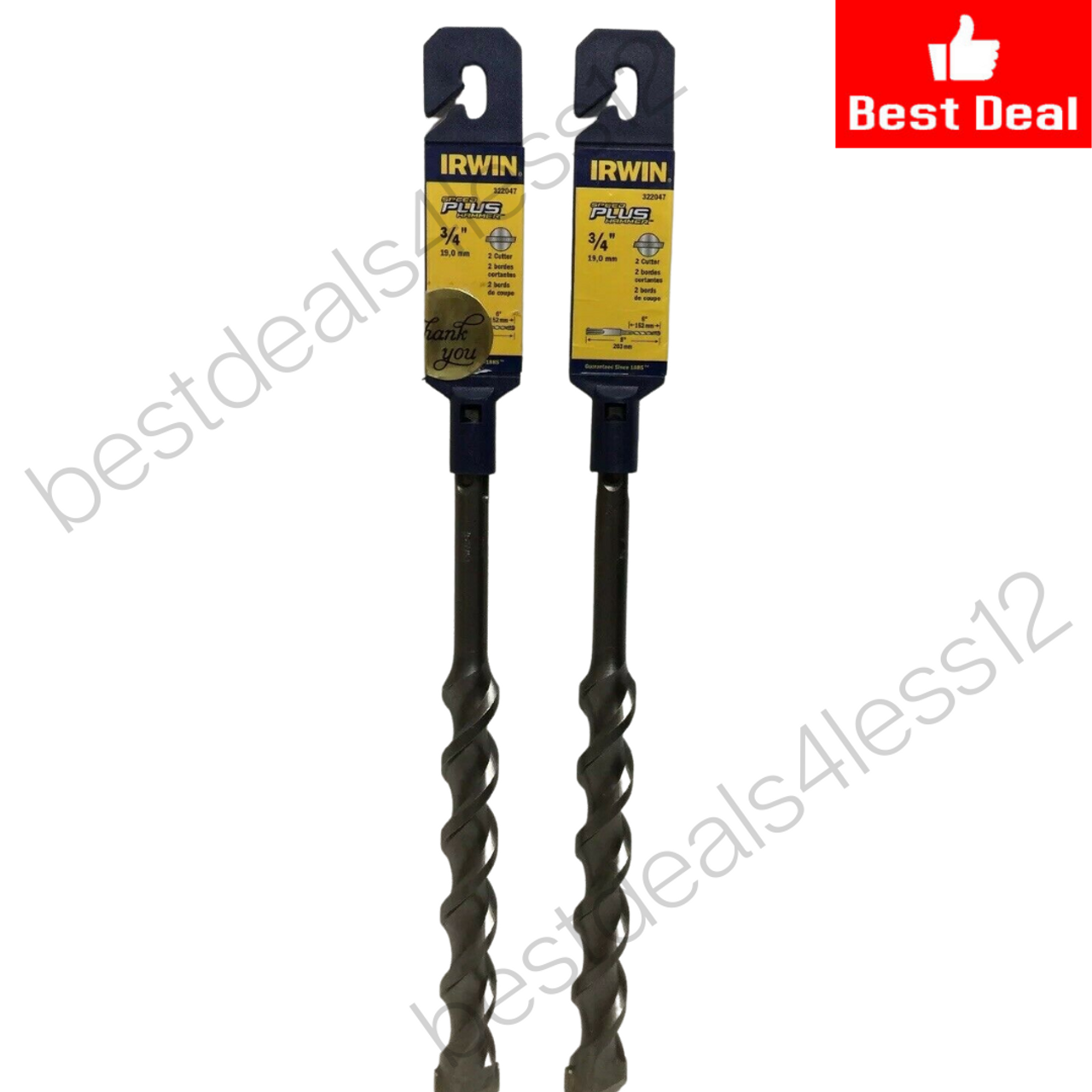 Irwin 322047 3/4" X 8" Speed Plus Hammer 2 Cutter Drill Bit Pack of 2 - GOODSZON Discount Store