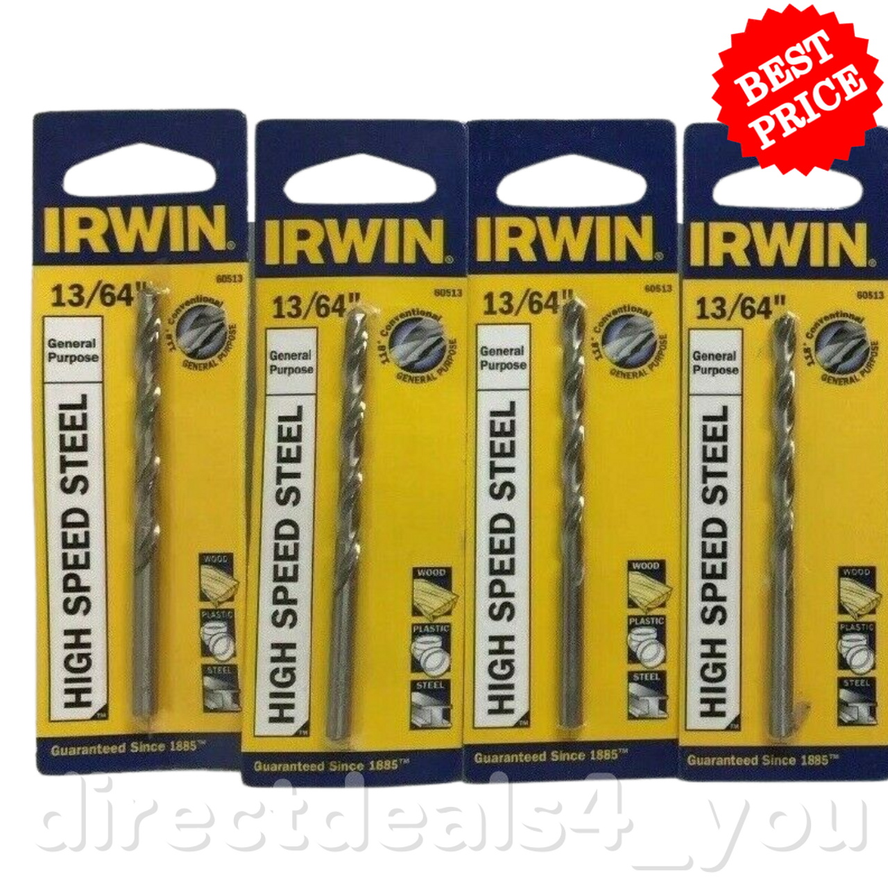 Irwin General Purpose High Speed Steel 13/64" Drill Bit #60513 Pack of 4 - GOODSZON Discount Store