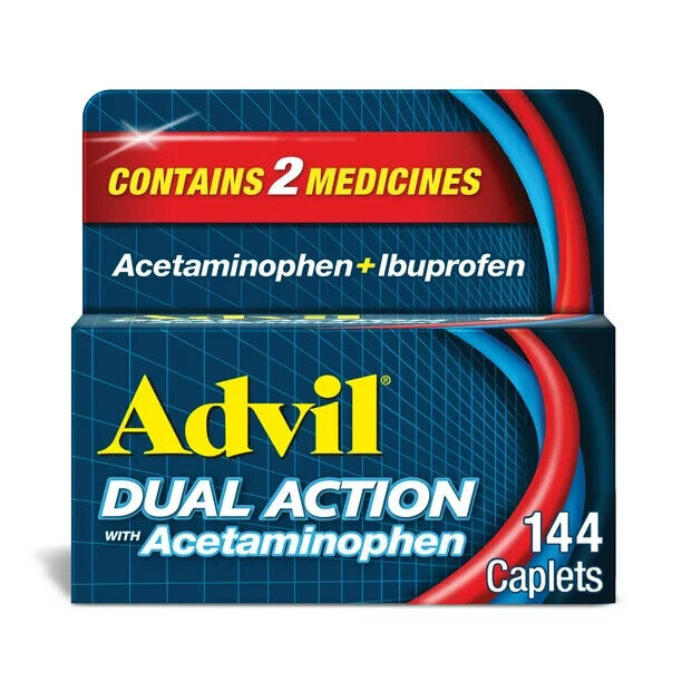 Advil Dual Action With Acetaminophen Pain and Headache Reliever, 144 capls - GOODSZON Discount Store
