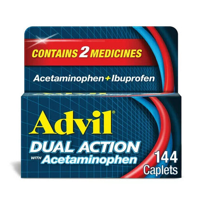 Advil Dual Action With Acetaminophen Pain and Headache Reliever, 144 capls - GOODSZON Discount Store