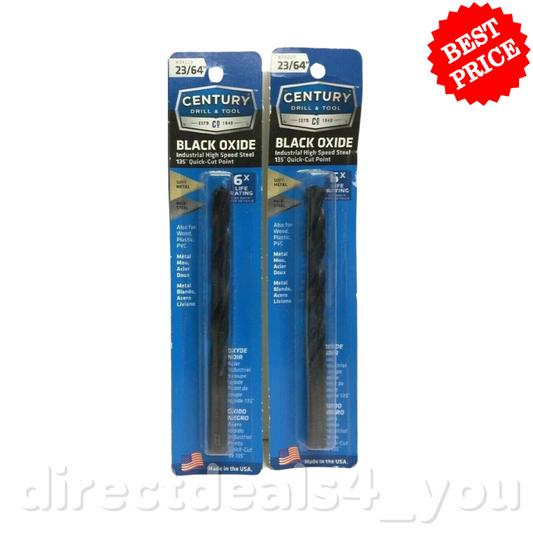 Century Drill & Tool 24223 23/64" Black Oxide Drill Bit Pack of 2 - GOODSZON Discount Store