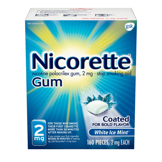 Nicorette Nicotine Gum to Stop Smoking, 2mg, White Ice Mint Flavor, 160 Count - GOODSZON Discount Store