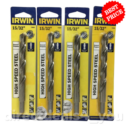 Irwin 15/32" High Speed Steel Drill Bit # 73830 Pack of 4 (Kit) - GOODSZON Discount Store