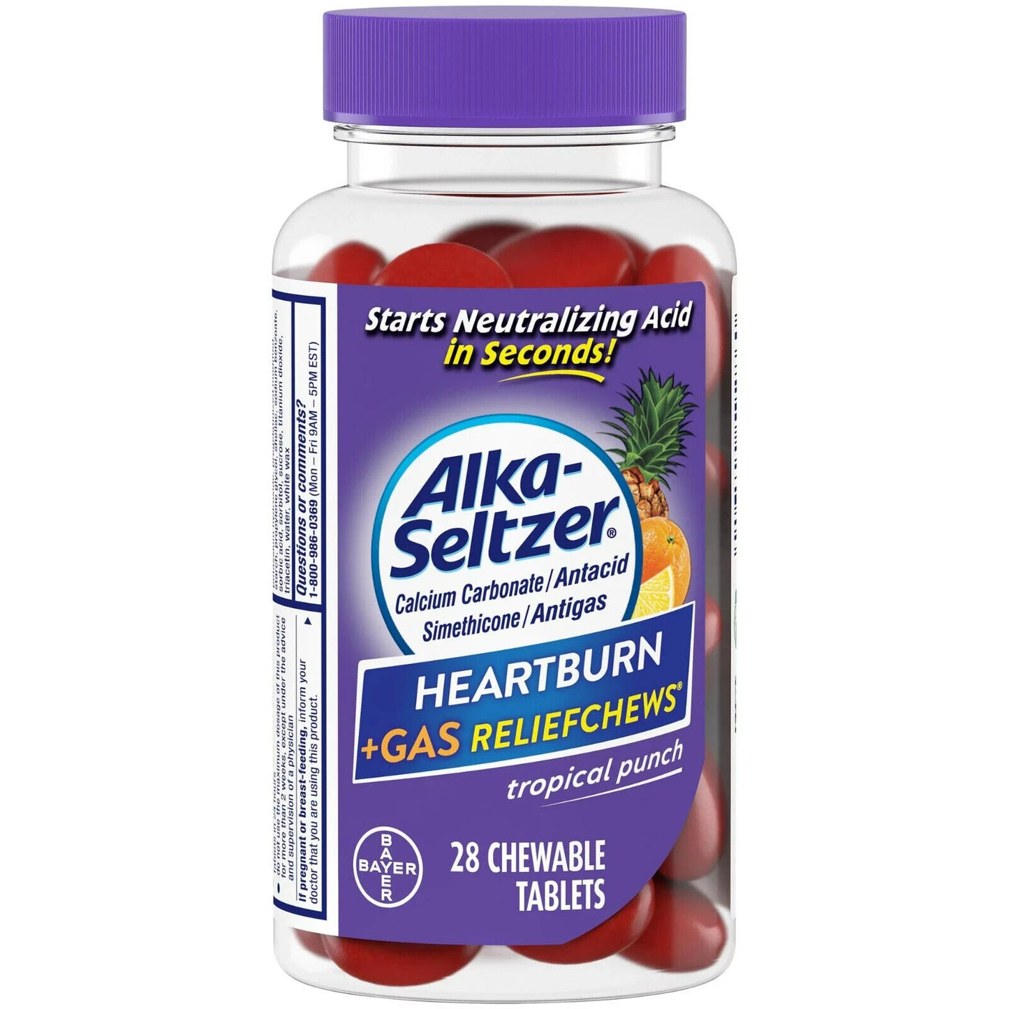 Alka Seltzer Heartburn Relief + Gas Relief Chews, Tropical Punch 28 Ct Exp 2025 - GOODSZON Discount Store