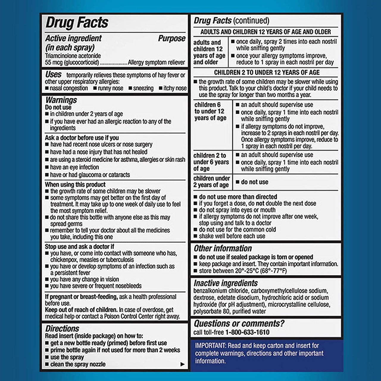 Nasacort 24HR Allergy Nasal Spray, Non-drowsy, 60 Sprays, 0.37 fl. oz. - GOODSZON Discount Store