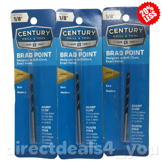 CENTURY DRILL & TOOL 37208 1/8" Brad Point Drill Bit Pack of 3 - GOODSZON Discount Store