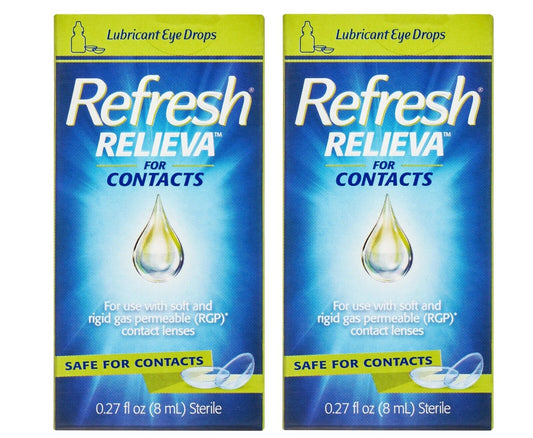 Refresh Relieva For Contacts Lubricant Eye Drops, 8 ml Pack of 2 Exp 10/2024+ - GOODSZON Discount Store