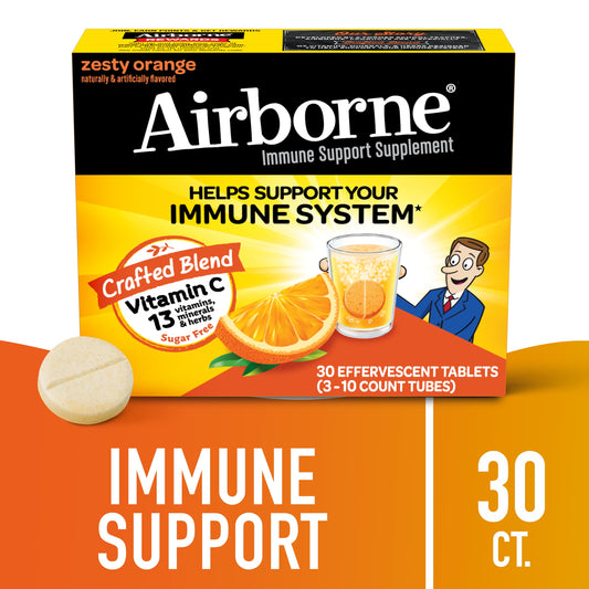 Airborne 1000mg Vitamin C Immune Support Effervescent Tablets, Zesty Orange, 30 Count - GOODSZON Discount Store