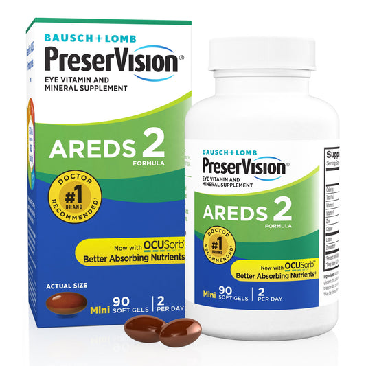 PreserVision AREDS 2 Eye Vitamin & Mineral Supplement, Contains Lutein, Vitamin C, Zeaxanthin, Zinc & Vitamin E, 90 Softgels (Packaging May Vary) - GOODSZON Discount Store