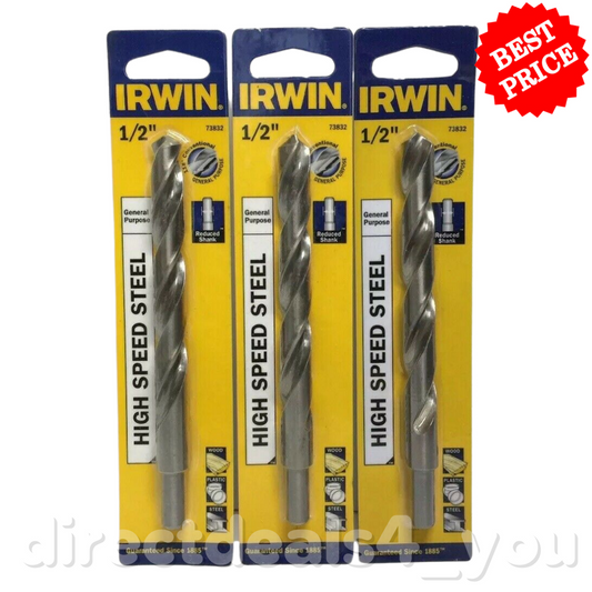 Irwin High Speed Steel 1/2" Drill Bit 73832 Pack of 3 - GOODSZON Discount Store