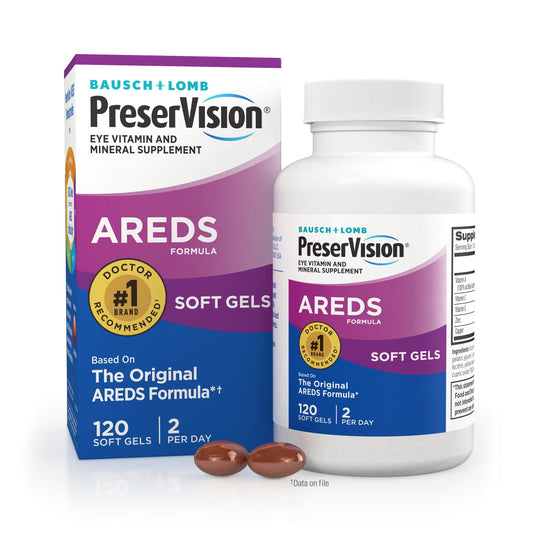 Bausch + Lomb PreserVision AREDS Eye Vitamin & Mineral Supplement Tablets, 120 Count Bottle (Soft Gels) - GOODSZON Discount Store