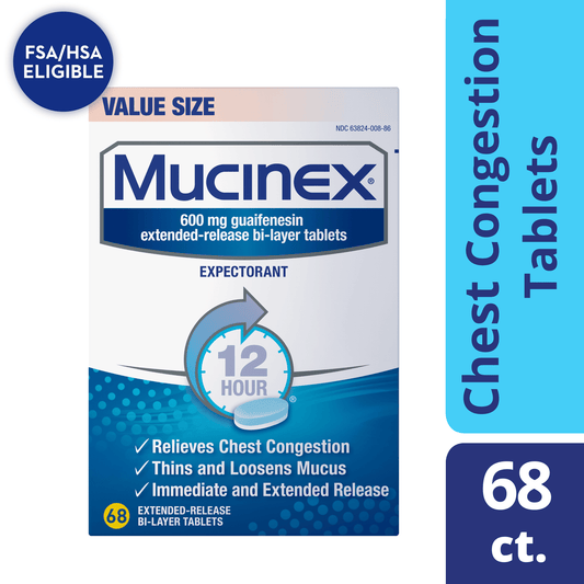 Mucinex 12 Hr Chest Congestion Expectorant, Tablets, 68ct - GOODSZON Discount Store