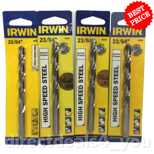 Irwin High Speed Steel 23/64" Drill Bit 60523 Pack of 4 - GOODSZON Discount Store