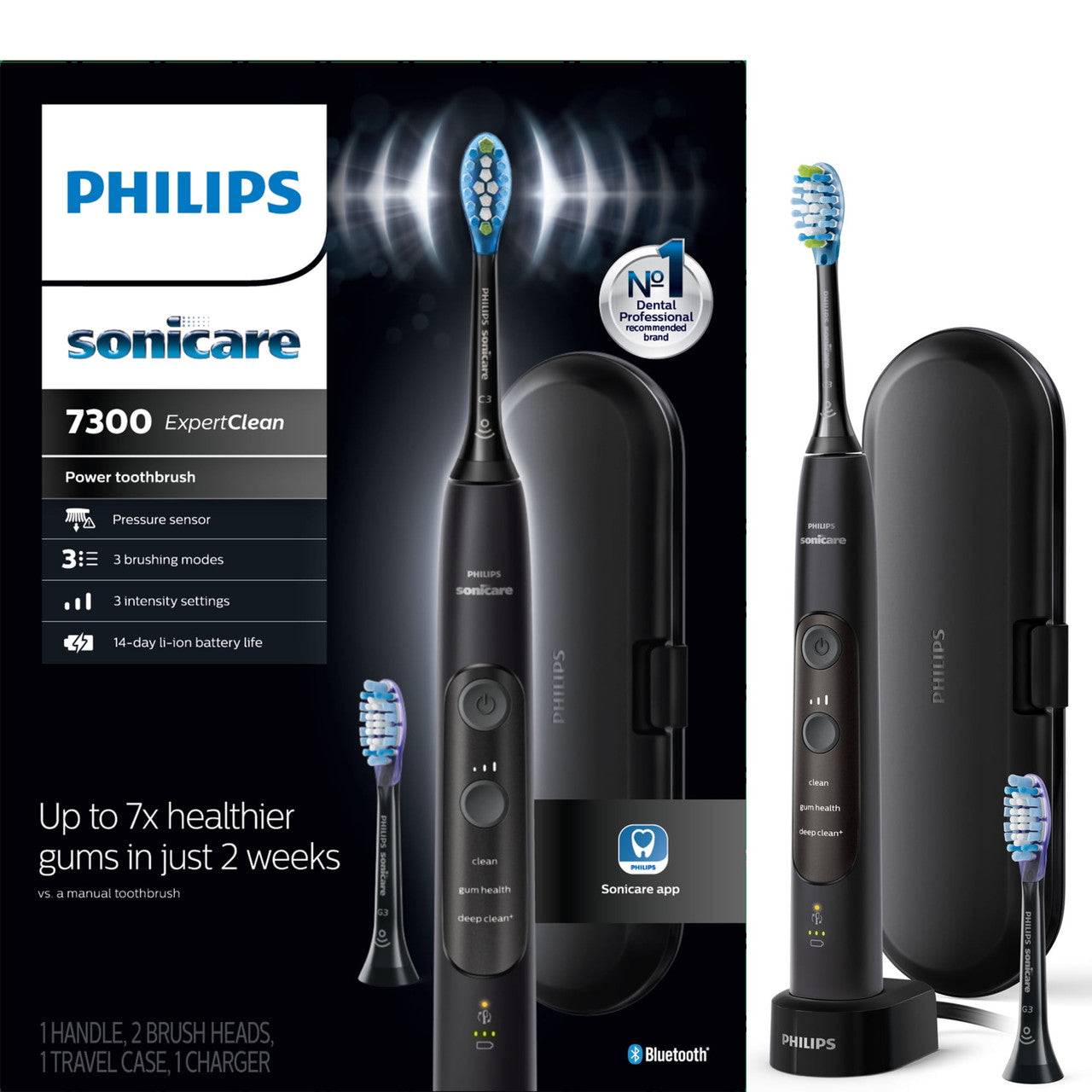 Philips Sonicare Expertclean 7300 HX9610/17 Rechargeable Electric Toothbrush, Black - GOODSZON Discount Store