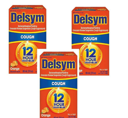 Delsym Adult Cough Suppressant Liquid, Orange Flavor, 3 Oz Pack of 3 - GOODSZON Discount Store