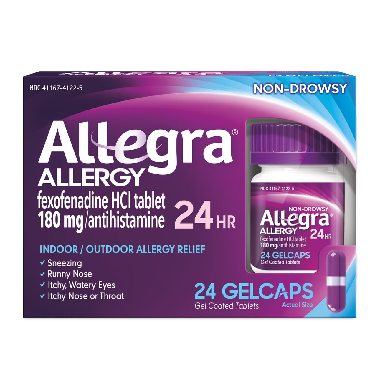 Allegra Adult 24HR Gelcaps (24 Ct, 180 mg), Allergy Relief - GOODSZON Discount Store