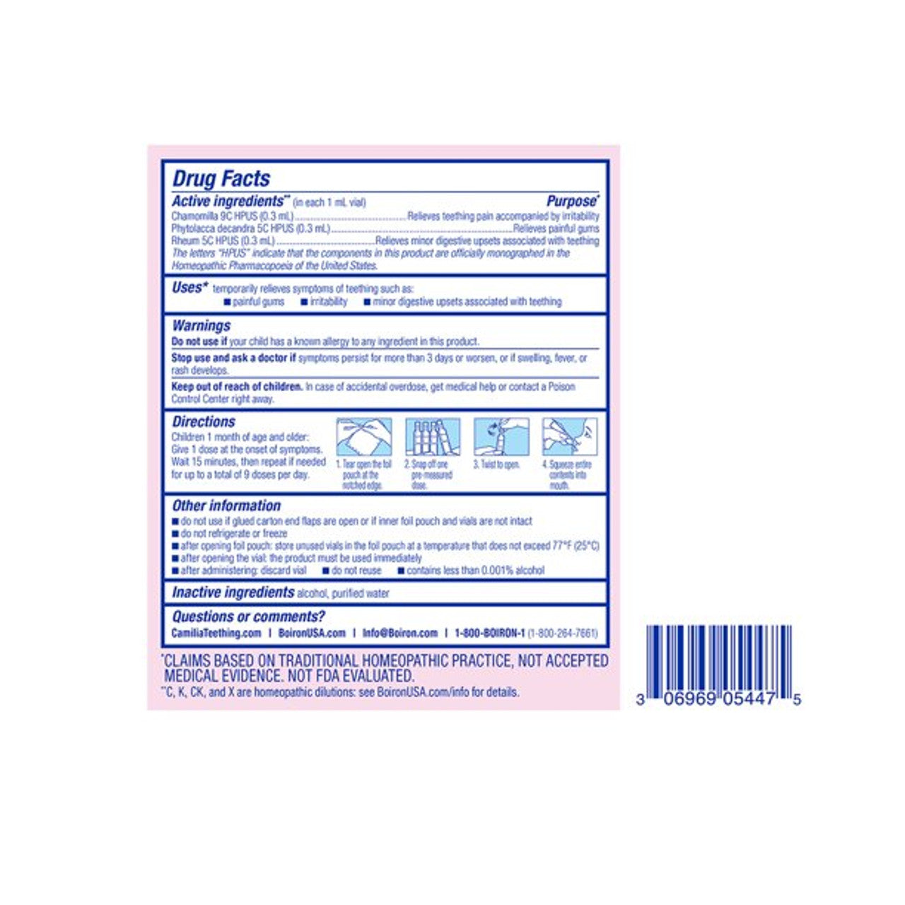 Boiron Camilia Liquid Dose, Homeopathic Medicine for Teething Relief, Painful Gums, Irritability, 30 Single Liquid Doses - GOODSZON Discount Store