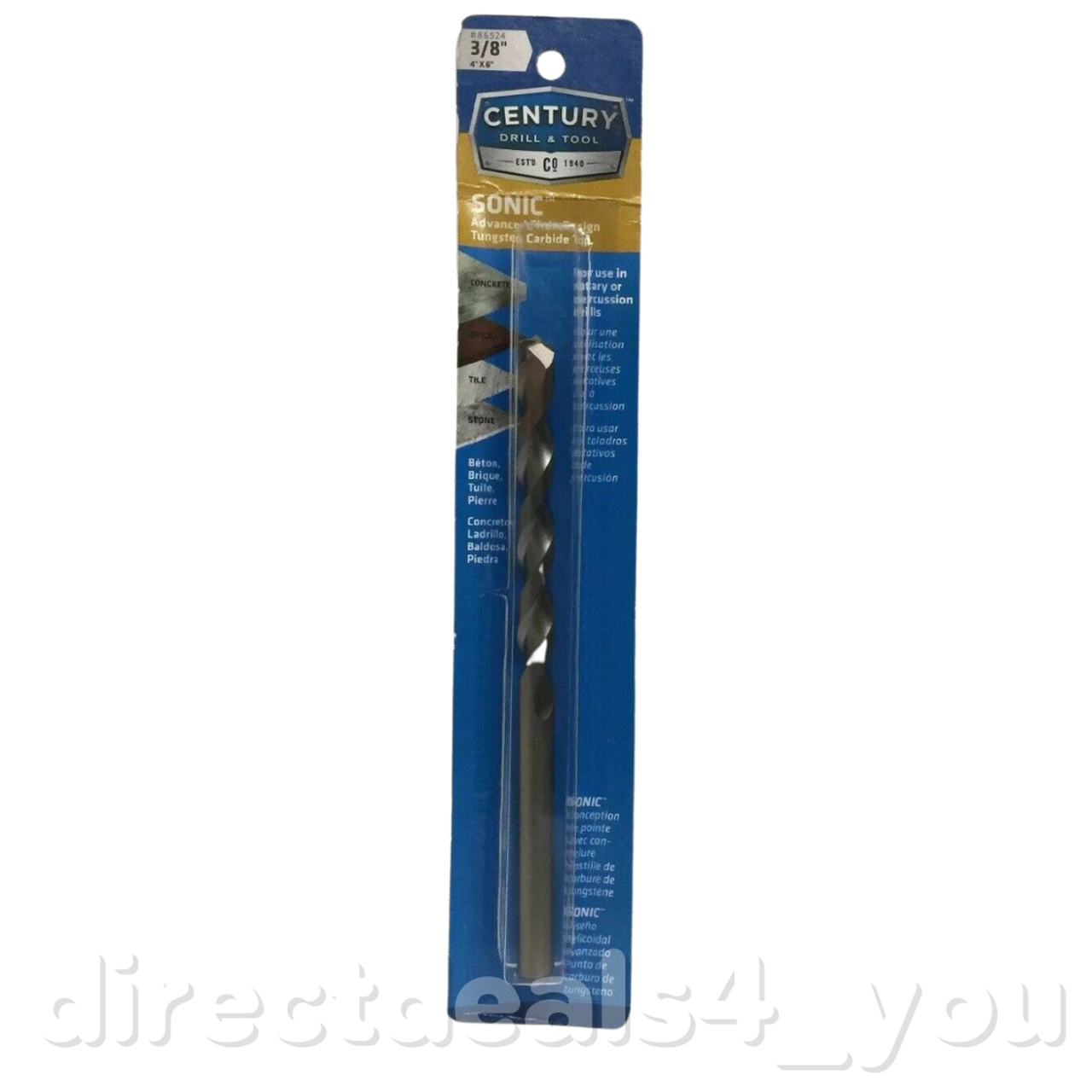 CENTURY Sonic Carbide Drill Bit For Masonry Driling 3/8 in x 4 x 6 in Pack of 3 - GOODSZON Discount Store
