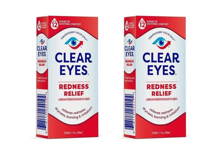 Clear Eyes Redness Eye Relief Lubricant Eye Drops, 1 fl oz Pack of 2 - GOODSZON Discount Store