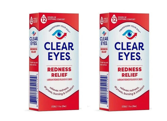 Clear Eyes Redness Eye Relief Lubricant Eye Drops, 1 fl oz Pack of 2 - GOODSZON Discount Store
