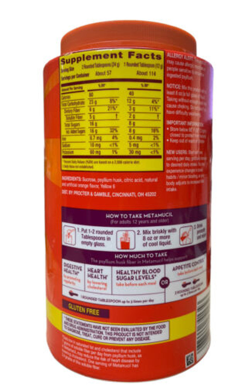 Metamucil 4-in-1 Fiber for Digestive Health - Orange, 114 Servings - GOODSZON Discount Store