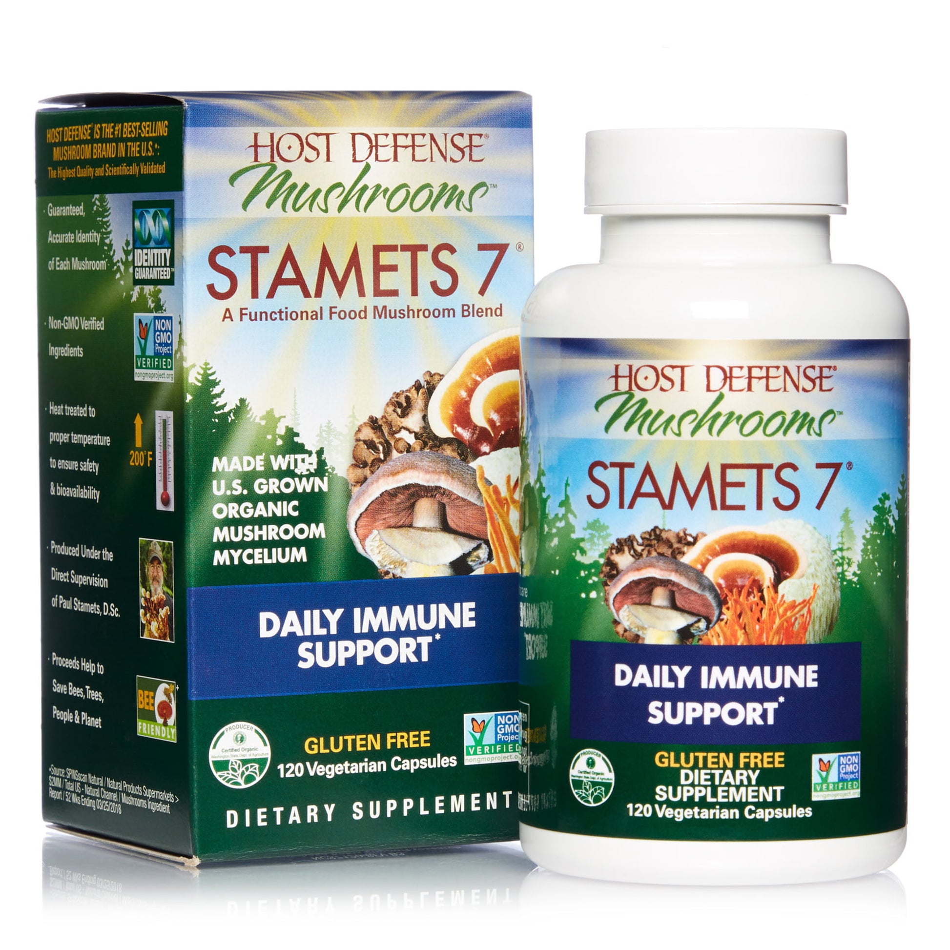 Host Defense - Stamets 7 Multi Mushroom Capsules, Supports Overall Immunity by Promoting Respiration and Digestion with Lion's Mane, Reishi, and Cordyceps, Non-GMO, Vegan, Organic, 120 Count - GOODSZON Discount Store