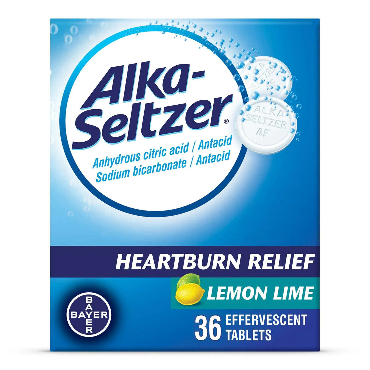 Alka Seltzer Effervescent Heartburn Relief Tablets, Lemon Lime, 36 Ct Pack of 2 - GOODSZON Discount Store