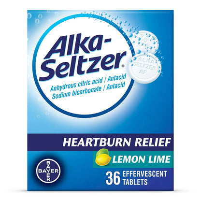 Alka Seltzer Effervescent Heartburn Relief Tablets, Lemon Lime, 36 Ct Pack of 2 - GOODSZON Discount Store