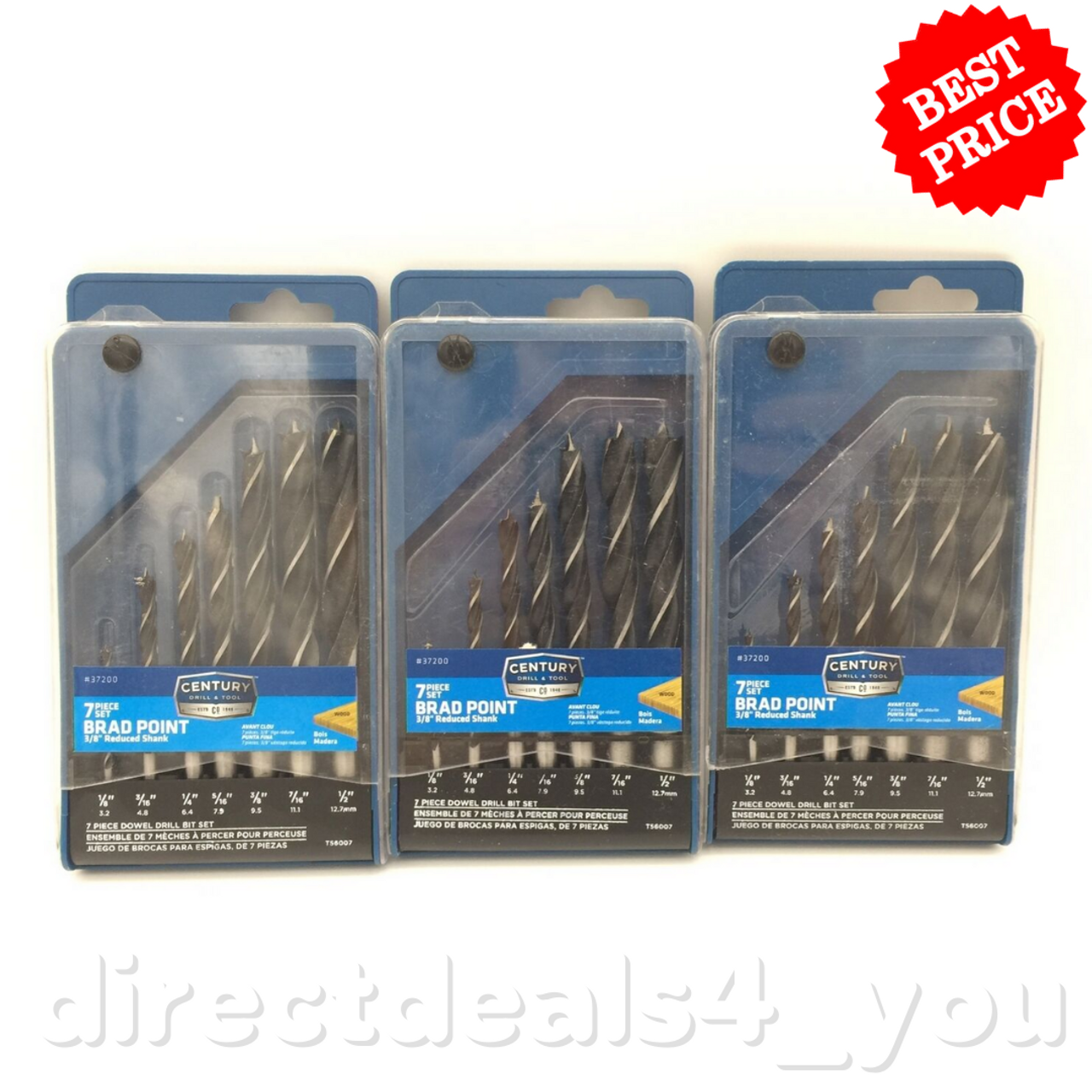 CENTURY Drill & Tool 37200 7 pc Brad Point Drill Bit Pack of 3 - GOODSZON Discount Store