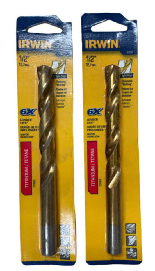 Irwin 63932 1/2" Titanium Drill Bit Pack of 2 - GOODSZON Discount Store