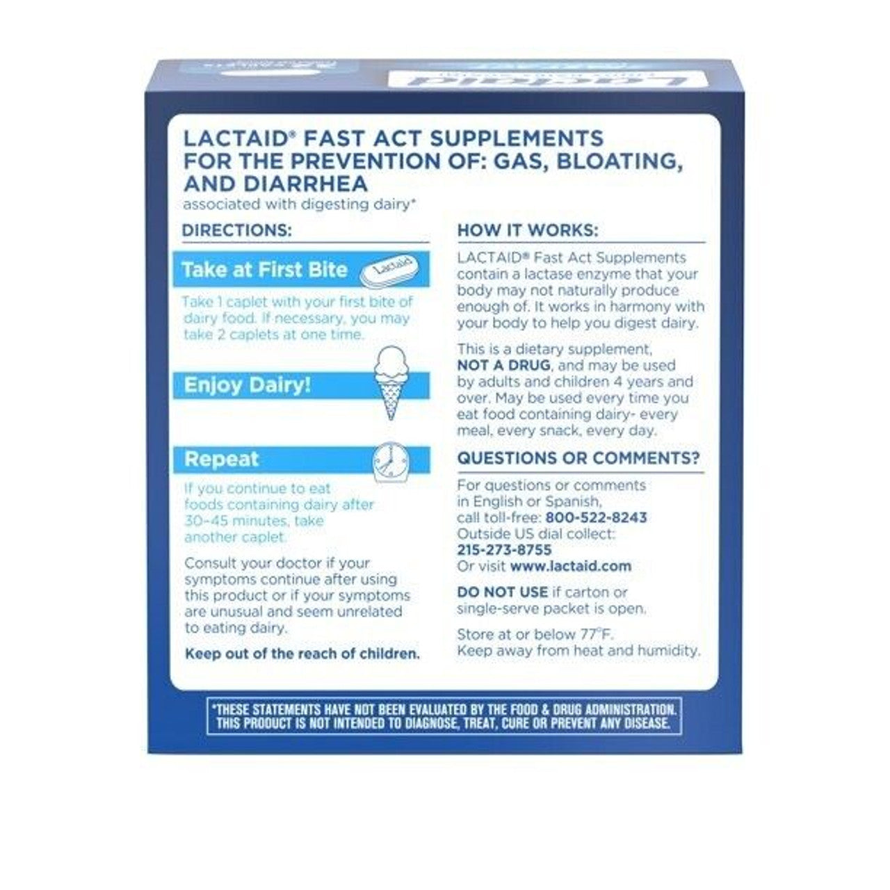 Lactaid Fast Act Lactose Intolerance 32 Caplets - GOODSZON Discount Store