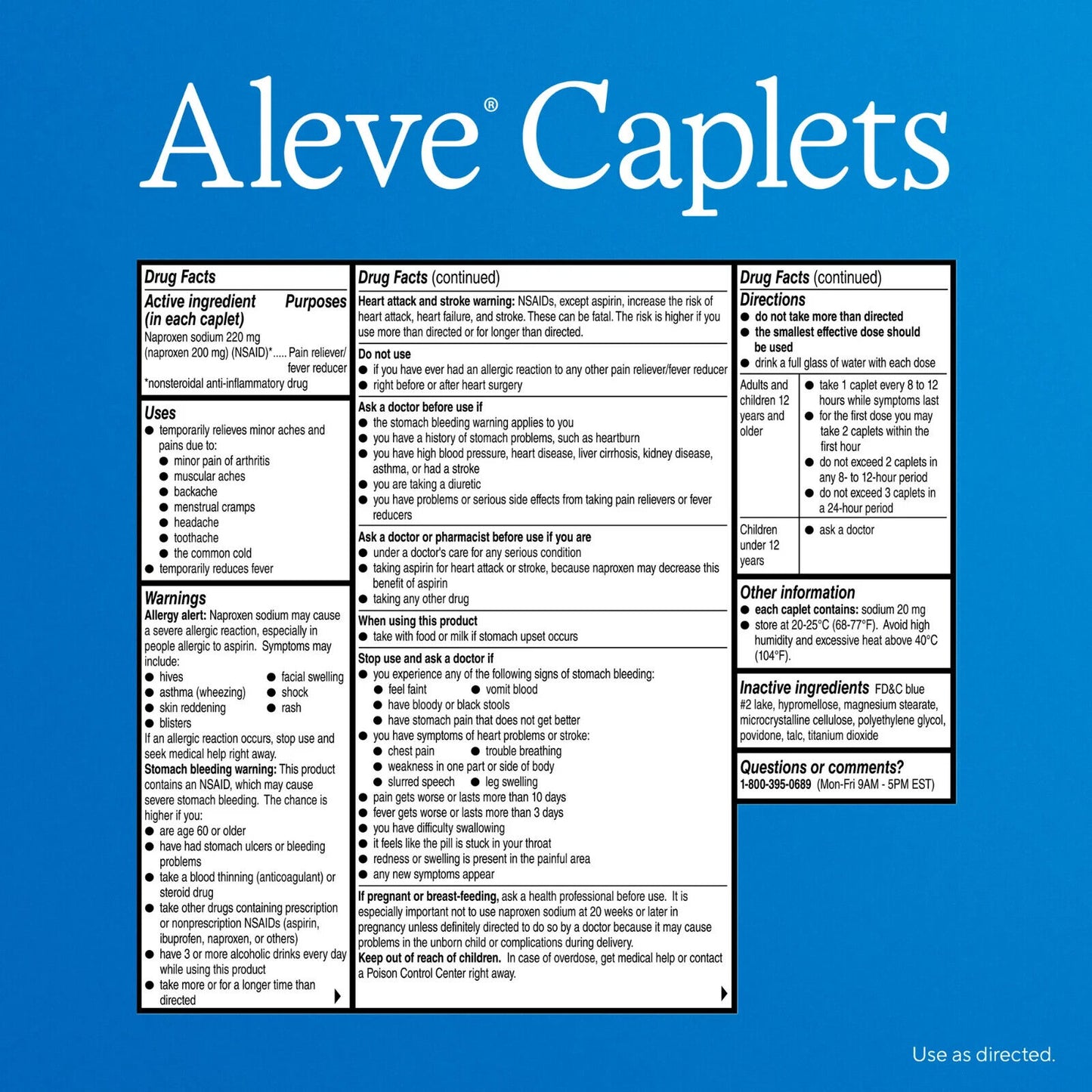 Aleve Caplets Naproxen Sodium Pain Reliever 90 ct Exp 2025 Pack of 2 - GOODSZON Discount Store