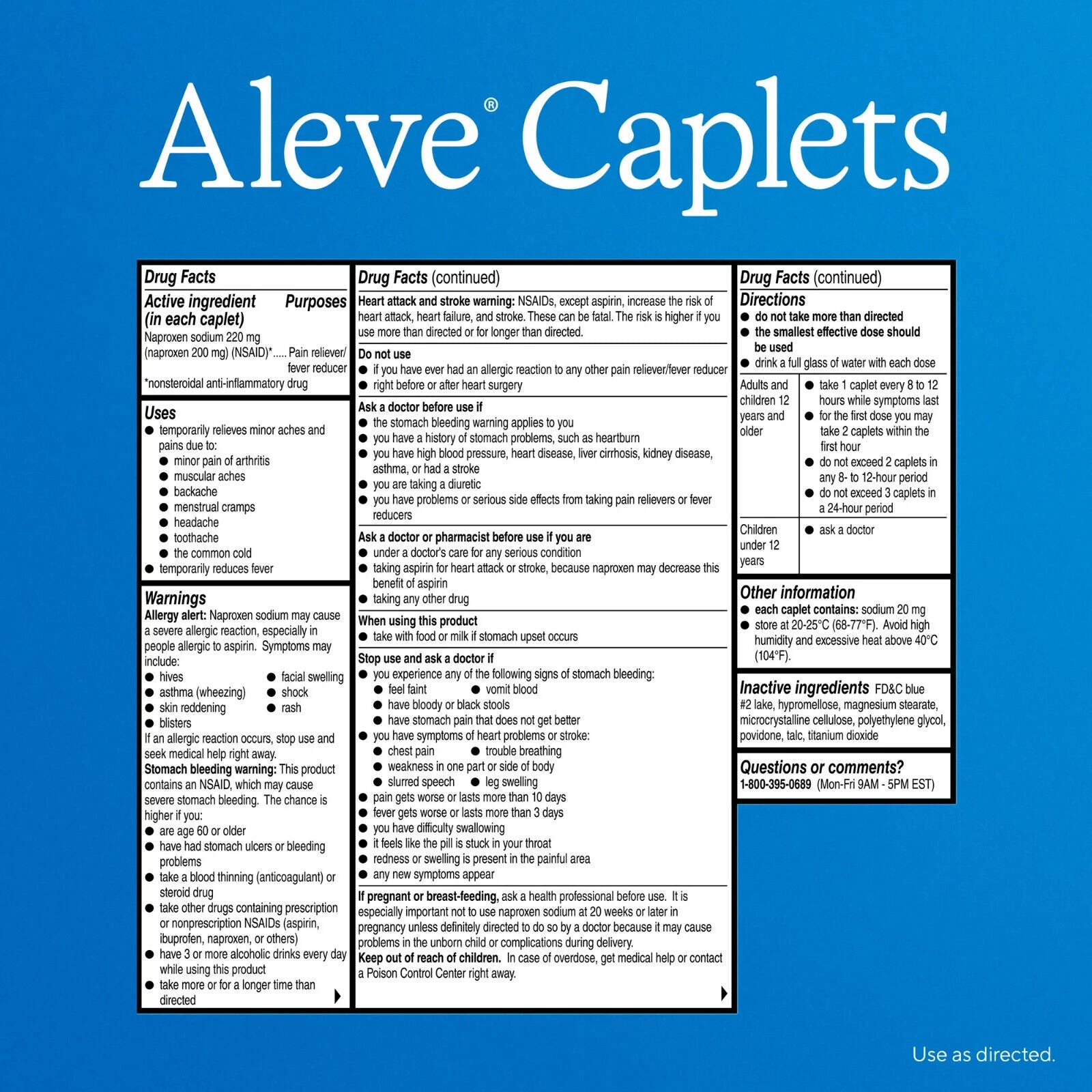 Aleve Caplets Naproxen Sodium Pain Reliever 90 ct Exp 2025 Pack of 2 - GOODSZON Discount Store