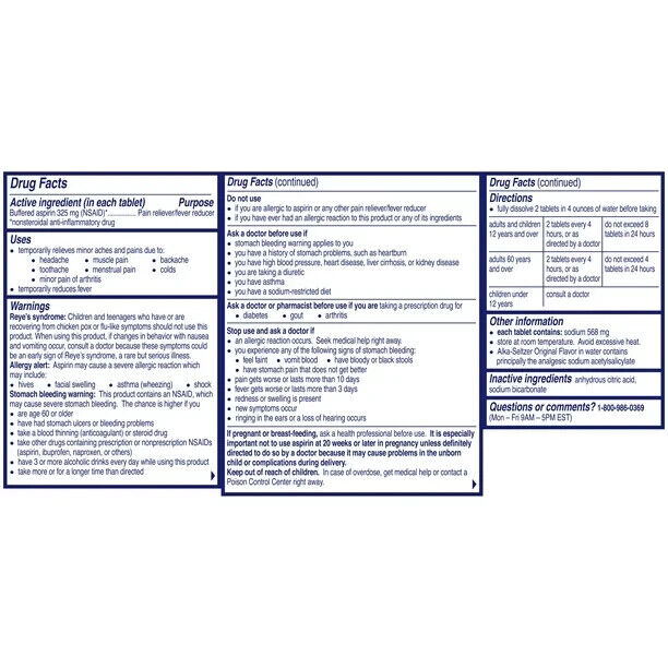 Alka-Seltzer Effervescent Headache Pain Relief Antacid 24 Tablets Pack of 2 - GOODSZON Discount Store