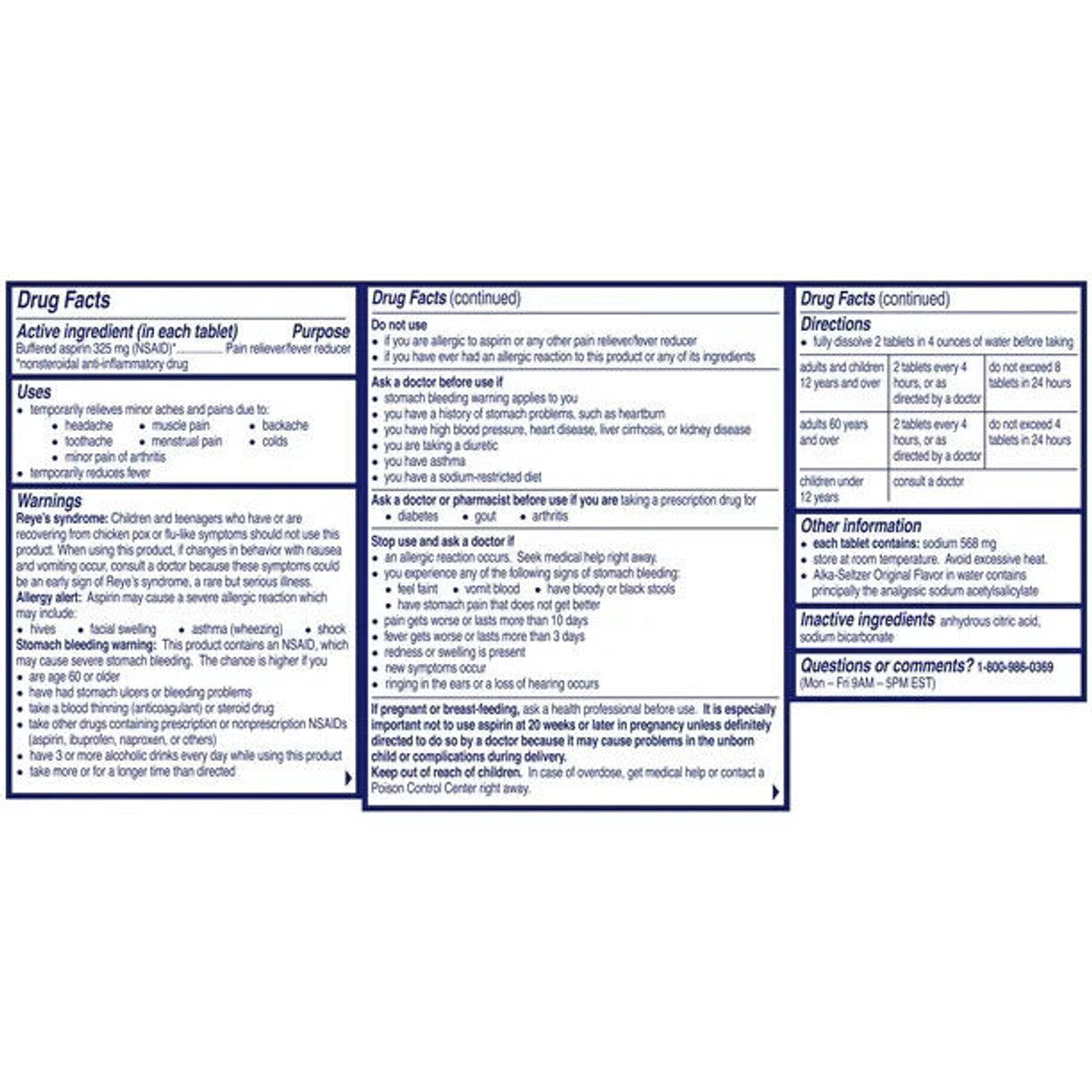 Alka-Seltzer Original Effervescent Headache Pain Relief 36 Tablets Pack of 2 - GOODSZON Discount Store