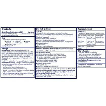 Alka-Seltzer Original Effervescent Headache Pain Relief 36 Tablets Pack of 2 - GOODSZON Discount Store