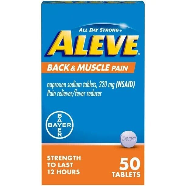 Aleve Back & Muscle Pain Reliever Naproxen Sodium 50 Tabs Pack of 2 Exp 2025 - GOODSZON Discount Store