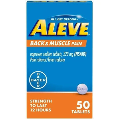 Aleve Back & Muscle Pain Reliever Naproxen Sodium 50 Tabs Pack of 2 - GOODSZON Discount Store