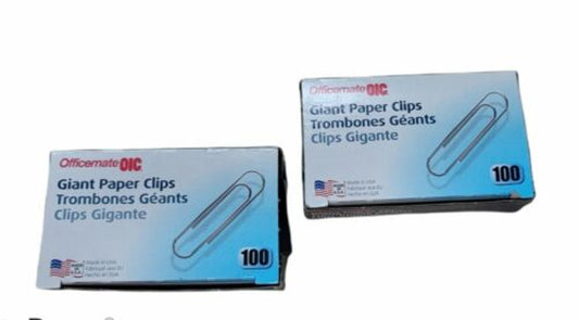 Officemate Oic Giant Paper Clips Giant 100 / Box Silver (OIC99914) Pack 2 - GOODSZON Discount Store