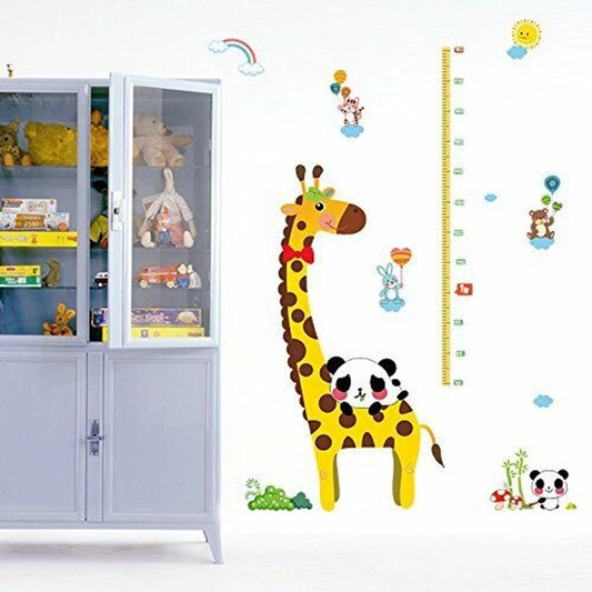 ROOHO Cartoon Animals Wall Stickers Children - Giraffe Panda Height Ruler - GOODSZON Discount Store