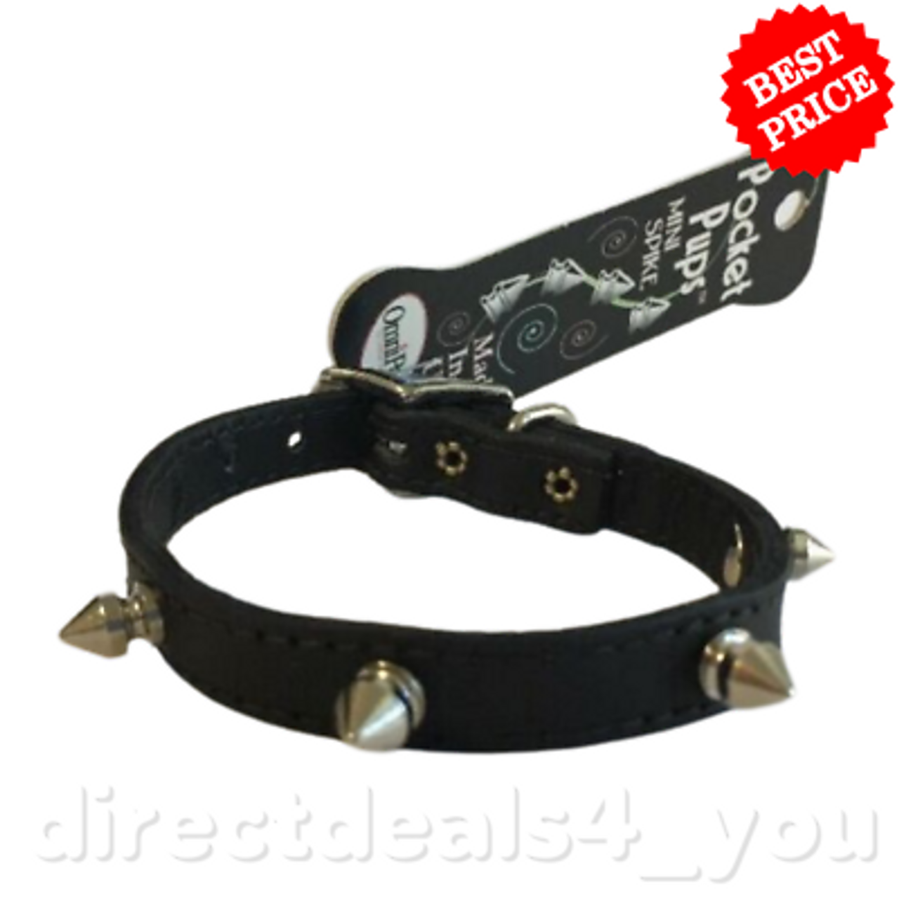 OmniPet Black Leather Mini Spike Dog Collar - GOODSZON Discount Store